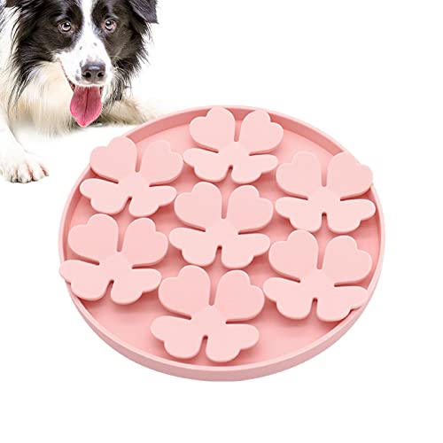 Rianpesn Silikon-Hundefuttermatte mit Saugfunktion | Slow Feeder Schüssel mit Saugnapf | Erhöhter Hunde-Puzzlenapf im Blumen-Design zur Linderung von Langeweile, Leckereien am Boden oder an der Wand von Rianpesn