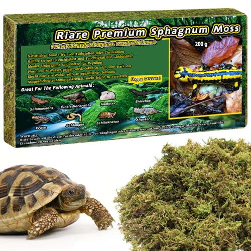 Riare Natürliches Sphagnum Moos für Reptilien 200g Terrarienmoos Ziegel für Reptilien Natürliche lebende Moos Reptilien Erhöhung der Luftfeuchtigkeit für Bequem Reptilien Lebensraum (200g) von Riare