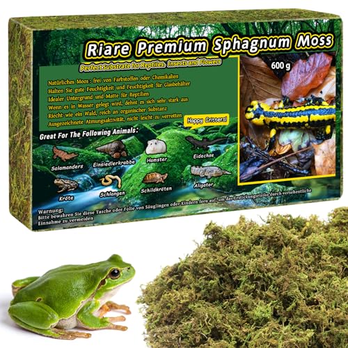 Riare Premium Natürliches Moos Getrocknet für Pflanzen Reptilien Moos Inkubationen, Wald Torch Reptilien Matrix für Schlangen, Geckos, Schildkröten, Frösche (600g) von Riare