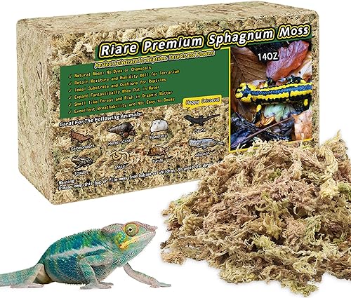 Riare 400g Prämie Sphagnum Moss for Reptiles Natürlich Terrarienmoos Ziegel für Reptilien Lebendes Frösche Schlange Torf Torf Bettzeug Leopard Tiger Schildkröte Annose Orchideen Pflanzen(400g) von Riare