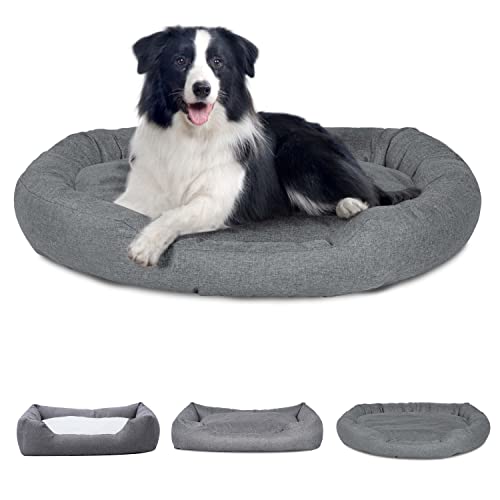 Ribelli Hundebett aus Stoff mit Hundekissen in DREI Größen L, XL & XXL (XL, grau) von Ribelli