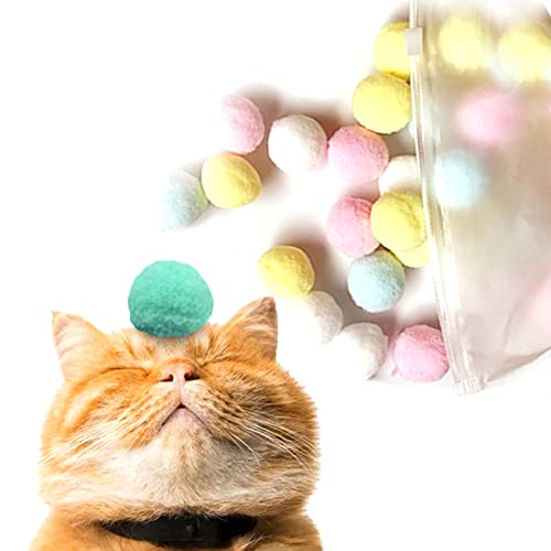 Richcatty Buntes Plüsch-Katzenball-Spielzeug für Indoor-Spielen und Training, 30 Stück, 3,1 cm, leicht elastisch, geräuschlos, sichere Materialien (Plüsch-Jagdball, 30 Stück) von Richcatty