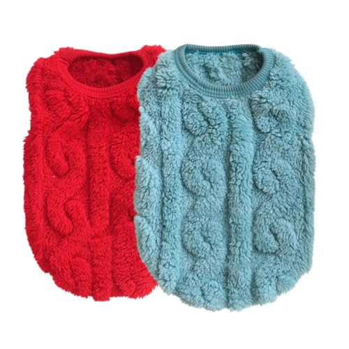 RichePet 2er-Pack Winter-Welpen-Hundepullover, Chihuahua-Hundekleidung für kleine Hunde, Katzenbekleidung für kleine Haustiere, warmes Outfit für den Winter zu Weihnachten (Rot + Grün, Größe S) von RichePet