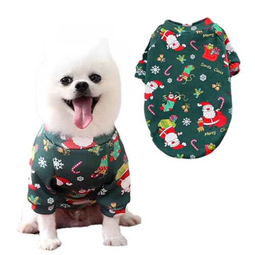 RichePet Weihnachts-Hunde-Shirt mit Ärmeln für kleine Haustiere, Winterurlaub, Weihnachtsmann, Hunde-Outfit, Weihnachtsbaum, Schneeflocke, Welpenweste, Weihnachtsmann, Schneemann, Kleidung für von RichePet