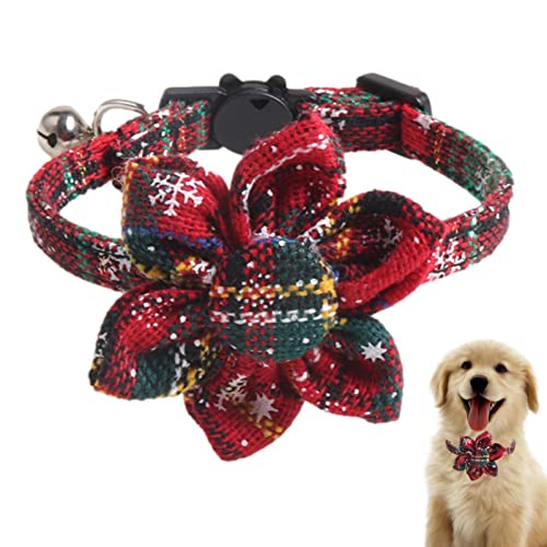 Richolyn Weihnachtskariertes Hundehalsband - Klassisches Kariertes Schneeflocken-Hundehalsband mit Abnehmbarer Blume | Weihnachtshalsbänder für kleine, mittelgroße Hunde, Katzen und Haustiere von Richolyn