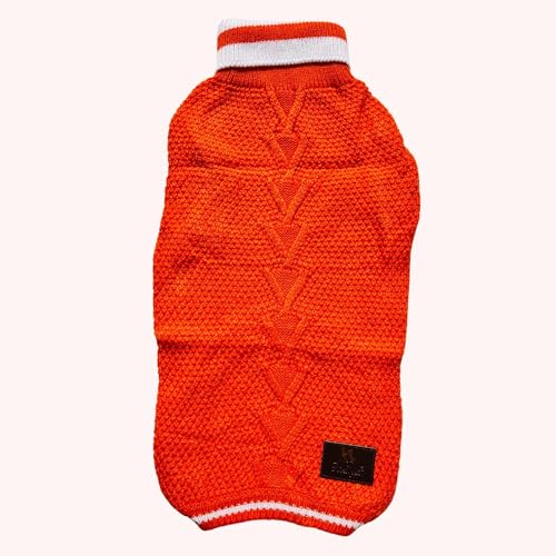 Richpet Hundepullover, leichter und dehnbarer Rollkragen-Fleece-Hundepullover, weicher, warmer Strickpullover mit hohem Kragen und gemütlichem Fleecefutter, Orange, Größe 4XL (66 cm) von Richpet