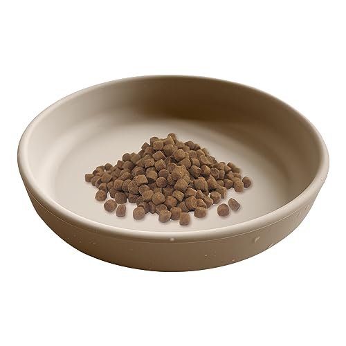 Futternapf für Katzen Silikon Katzennapf flach Futterschale Trinkschale Katzenschüssel, Tiernäpfe für Trockenfutter, Nassfutter katzennapf (Beige) von Ricyea