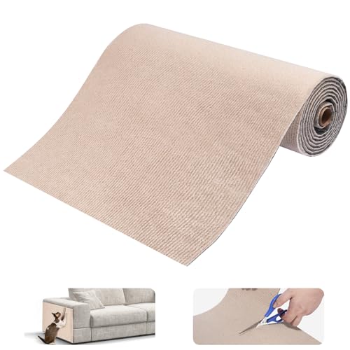 Kratzmatte Katze Selbstklebend, Kratzschutz Katze Sofa, Kratzteppich für Katze, Katzenkratzmatte für Sofa, Möbel, Tür, Wand, L 2m x B 40cm (Khaki) von Ricyea