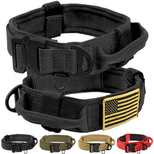 Fortschrittliches taktisches Hundehalsband mit Griff - Strapazierfähiges, dickes Hundehalsband mit leichten Metallbeschlägen und ultraweicher Neoprenpolsterung. Militärisches Hundehalsband für von Ridge Ramblers