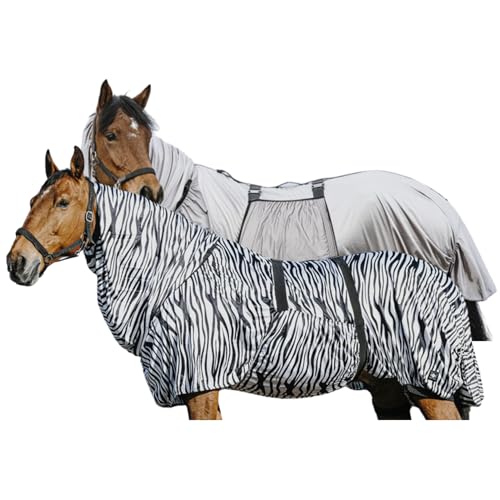 Riding World - Ekzemerdecke Zebra | Fliegendecke mit abschwitzender Wirkung | Pferdedecke mit Bauchlatz & verstellbaren Riemen & Bändern | Abschwitzdecke Pferd & Pony | Stalldecke Zebra-Look | 105 cm von Riding World