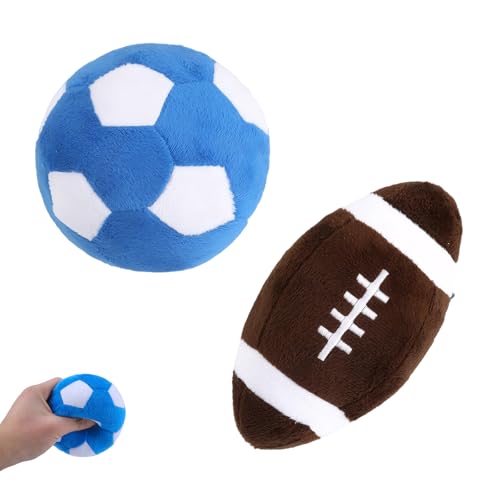 Rienan 2 Stück Hundespielzeug Ball,Hunde Quietschspielzeug Ball Hund Quietschspielzeug Hund Ideal Hunde Bälle für Welpen und Kleine Hunde Interaktives Training und Zahnen Haustierballfußball von Rienan