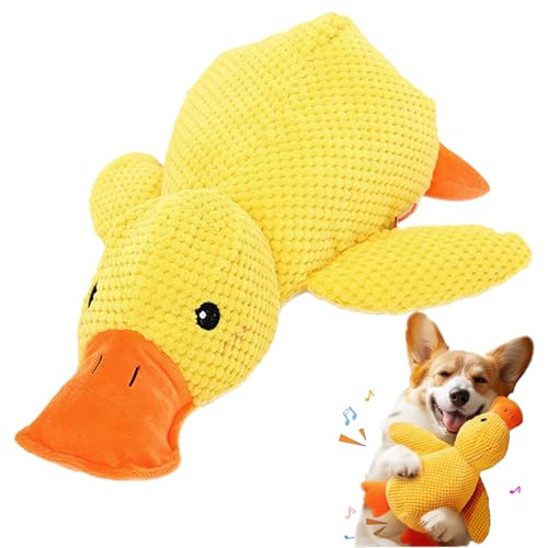 Rienan Anti Stress Ente Hund Anti Stress Ente für Hunde Hundespielzeug Ente Pfotenstern Anti Stress Ente Langlebiges Plüsch-Kauspielzeug für Die Mundreinigung Im Innenbereich (Gelb/Größe L) von Rienan