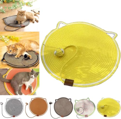 Celery Pets Dual Scratching Pad,Scratching Pads for Cats,Cat Scratching Natural Cotton Rope Cat Scratching Pad,Cat Bed Scratching Pad,Round Horizontal Floor Cat Scratching Pads (Yellow, 16.5 inch) von Rietoiu