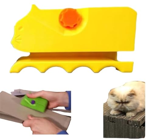 Kitty Cutter,Cardboard Cutter for Cat Scratchers,3D Printed Card Board Cutter,Cardboard Cutter DIY Cat Scratchers,Handheld Cardboard Recycle Tool,Cardboard Cutting Machine Strip Tool (Yellow) von Rietoiu