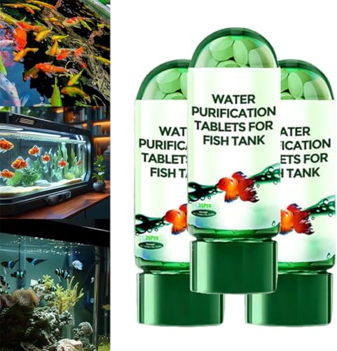 Leistungsstarke Aquarium-Wasserreinigungstablette, tragbare Wasserreinigungstabletten für Fischbräune, entfernen alle Arten von Trübungen aus Aquariumwasser (3 Stück) von Rietoiu