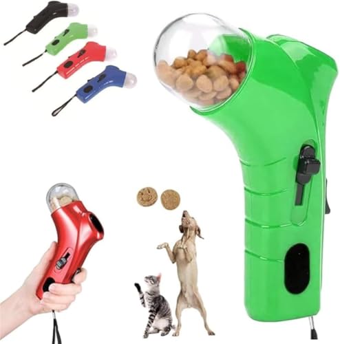 Rietoiu Cat Treat Launcher Gun Shooter,Pet Food Dispenser Launchers,Training Puppy Shooter Feeder,Interactive Dog Food Catapult,Handheld Pet Snack Shooter for Cats & Dogs Food Catapult (Green) von Rietoiu