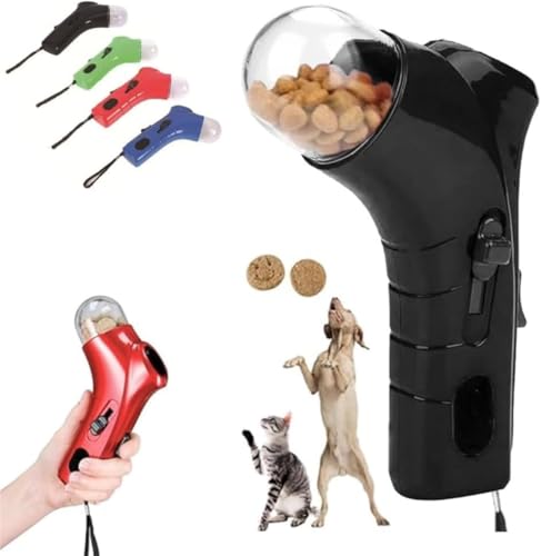 Rietoiu Katzen-Leckerli-Werferpistole, Katzen- und Hundefutter-Shooter-Pistole, interaktives Haustier-Snack-Katapult, lustiger Haustier-Ballspender, Pistole, Spielzeug, Kätzchen, Welpen, Training, von Rietoiu