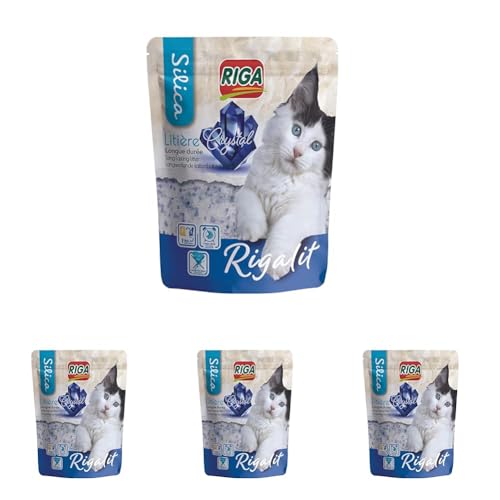 Riga - Rigalit Crystal - Absorbierendes Katzenstreu Mineralischen Ursprungs - Kieselgel - Absorbiert Gerüche - verhindert Bakterienwachstum - 2,2 kg (Packung mit 4) von Riga