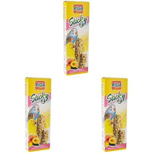 Riga - Sticky für Alle Vögel - Gebackene Sticks - Mischung aus Körnern, Getreide und Mango - Schachtel mit 2 Sticky Sticks, 60 g (3er Pack) von Riga