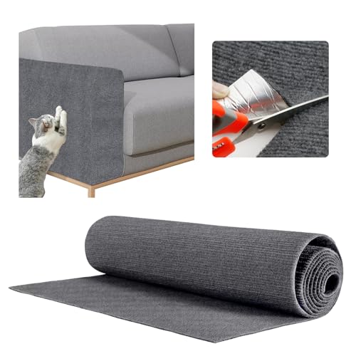 Rigidstone Kratzmatte Katze,DIY Zuschneidbare Selbstklebende Teppich, Kratzmatte Katze Sofa Kratzmatte Katze Wand Kratzschutz Katzenkratzmatte für Schützt Teppiche Sofa Möbelschutz (Gray, 30 * 100CM) von Rigidstone