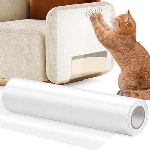 Rigidstone Kratzschutz Katze Tape, Sofa Transparent Kratzschutz Katze Kratzschutz 3m x 30cm Kratzfolie Selbstklebend für Katzenfür Möbel Couch Tür Wand Kratzabwehr von Rigidstone