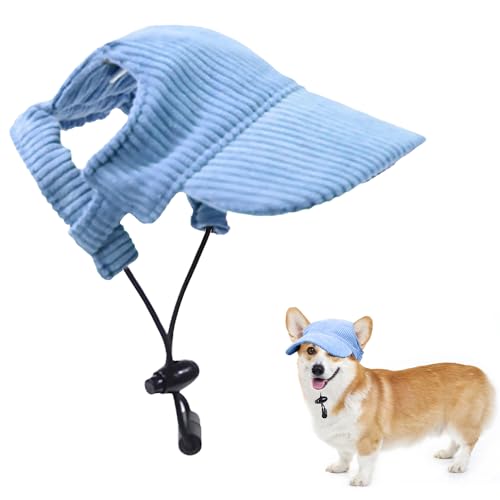 Riisoyu Hunde Baseballmütze, Verstellbar Hundecap mit Ohrlöchern Hunde Sonnenhut Sommer Reise Hut Hund Katze Outdoor Sunbonnet für kleine, mittlere und große Hunde, Blau von Riisoyu