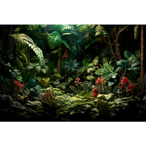 Aquarium-Hintergrund, abstrakte grüne Blattstruktur, Terrarium-Hintergrund, tropisches Blattwerk, Natur, dunkelgrün, Aquarium-Hintergrund, tropischer Stil, Reptilienlebensraum, Tapete, Vinyl, 183 x 40 von Riivvdise