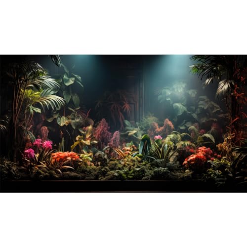 Aquarium-Hintergrund, tropische Palmenblätter, Blumenmuster, Terrarium-Hintergrund, tropische Pflanzen, Landschaft, Aquarium, Reptilien-Lebensraum, Hintergrund, Tapete, Poster, Dekoration, Vinyl, von Riivvdise