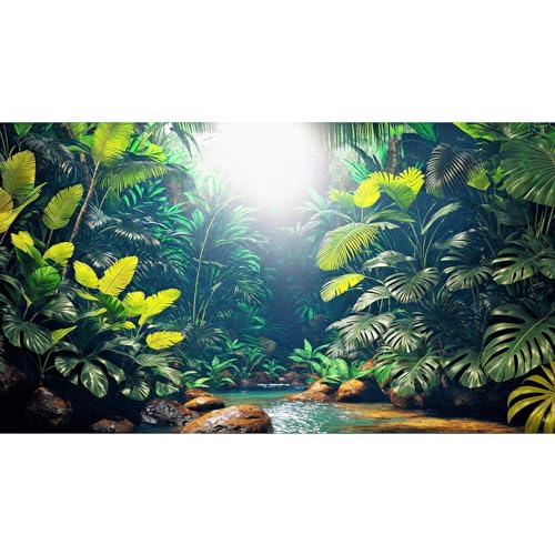 Aquarium-Hintergrund, tropischer Dschungel, Regenwald, Pflanzen, Bachlauf, Terrarium, Hintergrund, tropische Naturlandschaft, Aquarium-Hintergrund, Reptilien-Lebensraum, Hintergrund, Vinyl, 121,9 x von Riivvdise