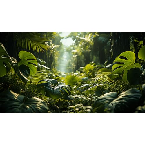 Aquarium-Hintergrund, tropischer Wald, Terrarium, Hintergrund, Natur, Dschungel, grüne Blätter, Palmen, Aquarium, Hintergrund für Reptilien, Lebensraum, Aquarium, Poster, Vinyl, 91,4 x 45,7 cm von Riivvdise