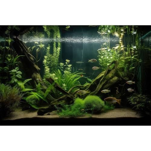 Aquarium-Hintergrund, verschiedene Wasserpflanzen und Seegras, Terrarienhintergrund, Redwoodwurzel, üppige grüne Unterwasserpflanzen, Moos, Aquarium-Hintergrund, Vinyl, 61 x 40,6 cm von Riivvdise