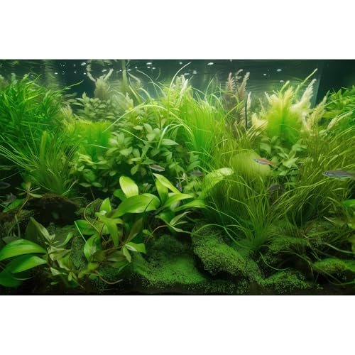 Aquarium-Hintergrund, vielfältige Sammlung von Wasserpflanzen, Seegras, Terrarium, Hintergrund, Redwood Wurzel, Moos, tropischer Stil, Unterwasser, üppige Grünpflanzen, Aquarium-Hintergrund, Tapete, von Riivvdise