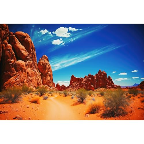 Hintergrund für Reptilien-Lebensraum, Wüste mit roten Felsformationen und leuchtend blauem Himmel, Terrarium-Hintergrund, Wüste Gobi, roter Felsen, natürliche Landschaft, Haustiere, Hintergrund, von Riivvdise