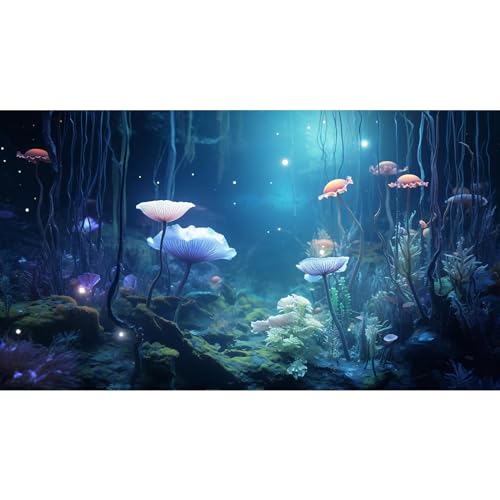 Riivvdise Aquarium-Hintergrund, surrealer Unterwassergarten, Terrarium, Hintergrund, Wasserpflanzen, üppiges Moos, tropischer Stil, Landschaft, Aquarium, Hintergrund, Unterwasserwelt, Vinyl, 121,9 x von Riivvdise