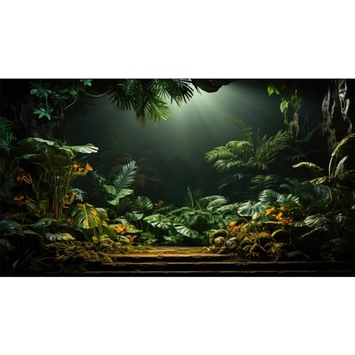 Riivvdise Aquarium-Hintergrund, tropische Palmenblätter, Terrarienhintergrund, tropischer Stil, Blumenmuster, Landschaft, Aquarium, Hintergrund für Reptilien, Lebensraum, Tapete, Poster, Vinyl, 121,9 von Riivvdise