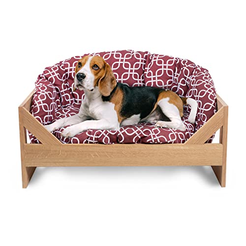 Rikmani Tierbett aus Holz, Eiche, Holzbett Hundeschlafplatz, Katzendecke, Hundebett, Hundekissen, Schlafplatz für Hunde, Hundesofa, Katzensofa, größe m von Rikmani