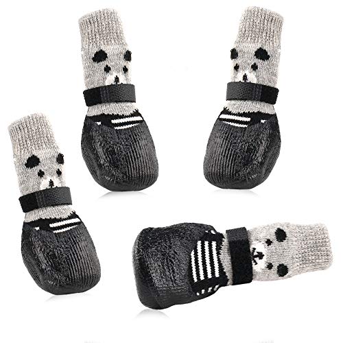 RilexAwhile Hundesocken, Stiefel, Schuhe für Hunde, Katzen, rutschfeste Sohlen, verstellbare Hunde- und Katzenpfoten-Socken, geeignet für den Innen- und Außenbereich (Medium, Schwarz) von RilexAwhile