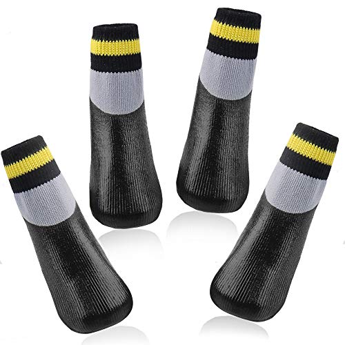 RilexAwhile Hundesocken Stiefel Schuhe für Hunde Katze Socken Anti-Rutsch-Sohle verstellbar Hund Katze Pfotensocken für Innen und Außen, XXL, schwarz / grau von RilexAwhile