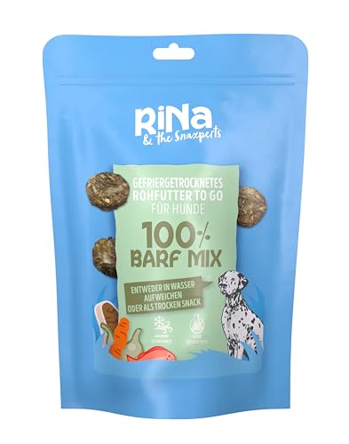 RiNa Hundeleckerli Barf-Mix I gefriergetrocknete Leckerbissen für Hunde I Fleisch, Knorpel, grüner Pansen I Hundesnack aus Deutscher Herstellung I natürlicher Barf-Snack 110g von Rina & the Snaxperts