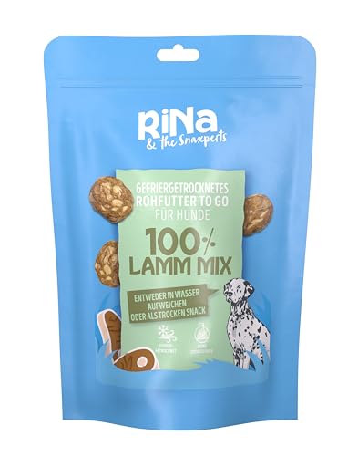 RiNa Hundeleckerli Lamm-Mix - gefriergetrocknete Leckerbissen - Fleisch, Knorpel, grüner Pansen - Hunde-Snack aus Deutscher Herstellung - Barf - 110g von Rina & the Snaxperts