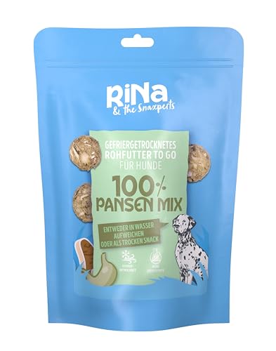 RiNa Hundeleckerli Pansen-Mix I gefriergetrocknete Leckerbissen für Hunde I Fleisch, Kalbsknorpel, grüner Pansen, Blättermagen I Hundesnack aus Deutscher Herstellung 110g von Rina & the Snaxperts