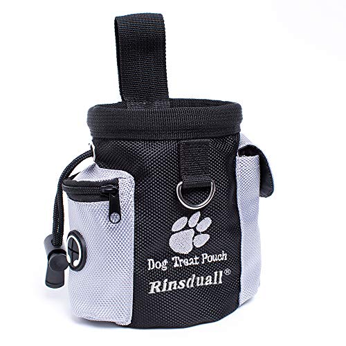 Rinsduall Futtertasche für Hunde｜Leckerlies Leckerlitasche für Hunde｜Futterbeutel Dog Treat Pouch Schwarz & Grau Leckerlibeutel Snack Bag mit Clip & Keine Tasche Leckerlie -Tasche fürs Training von Rinsduall