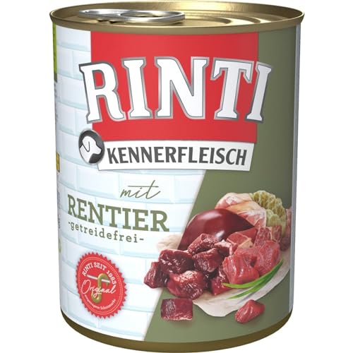 12er Pack Rinti Pur Kennerfleisch Rentier 800g von Rinti