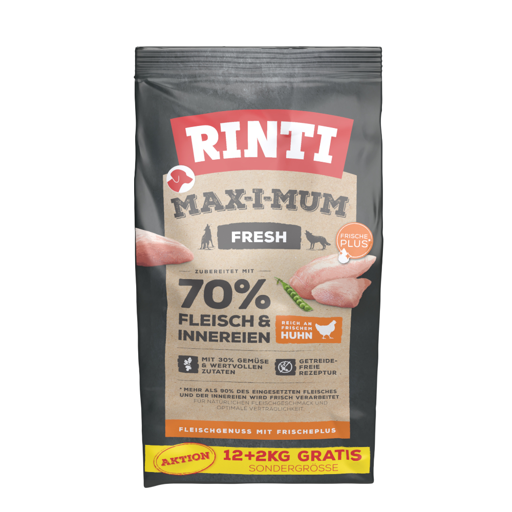 2 kg gratis! 14 kg RINTI Max-I-Mum - Fresh Huhn 2 kg gratis! 14 kg RINTI Max-I-Mum - Fresh Huhn von Rinti