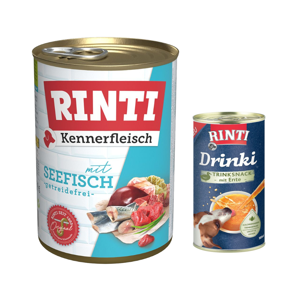 6 x 400 g RINTI Kennerfleisch + 185 ml Drinki mit Ente gratis! - Seefisch von Rinti