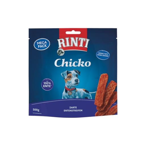 Rinti Chicko zarte Entenstreifen | 500 g | Snack für Hunde | Aus frischer Entenbrust zubereitet | Ohne Fleischmehle und Soja | Schonend luftgetrocknet und leicht bekömmlich von Rinti