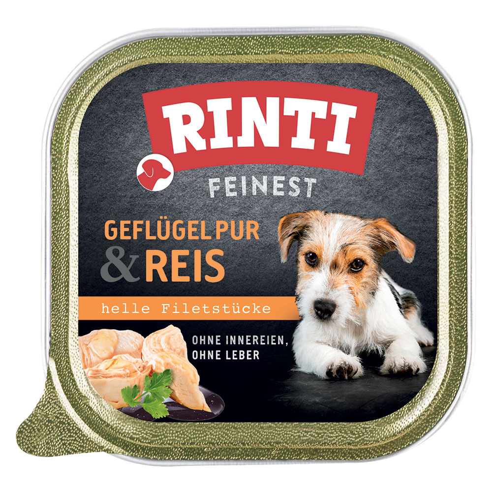 Megapack RINTI Feinest Schälchen 44 x 150 g - Geflügel pur & Reis von Rinti