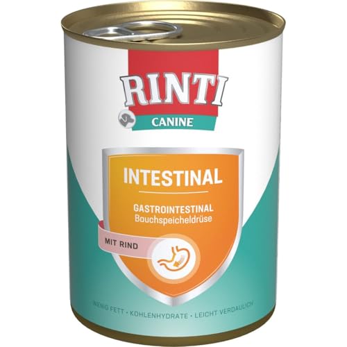 RINTI - Canine Intestinal | Leicht verdauliches Diät Nassfutter für ausgewachsene Hunde mit gastrointestinalen Problemen. Alleinfutter mit erhöhtem Elektrolytgehalt in der Dose | 12x400g Rind von Rinti