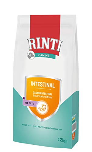 RINTI - Canine Intestinal | Leicht verdauliches Diät Trockenfutter für ausgewachsene Hunde mit gastrointestinalen Problemen. Alleinfutter mit erhöhtem Elektrolytgehalt im Beutel | 12kg Ente von Rinti