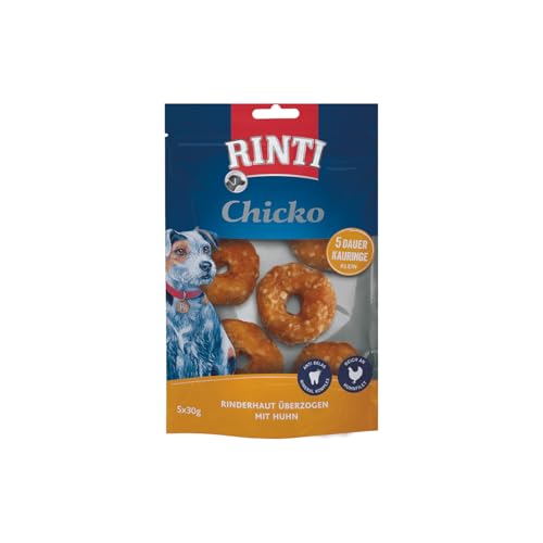 Rinti - Chicko Kauring Mini | Bissfeste Dauer-Kauringe mit Zahnpflege-Komplex für kleine bis mittelgroße, ausgewachsene Hunde. Hundesnack ohne künstliche Zusätze im Frischebeutel | 9x150g Huhn von Rinti